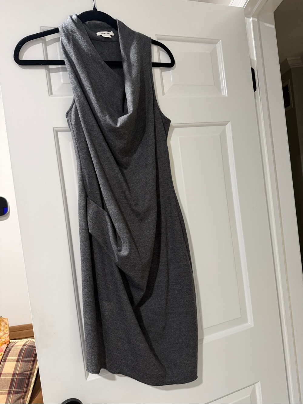 Helmut Lang Charcoal Sleeveless Draped Midi Dress